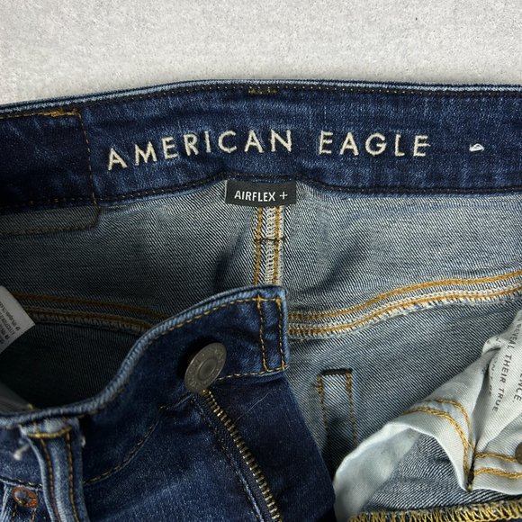 American Eagle Jeans Men 24x26.75* Airflex Distressed Skinny Blue Stretch - Picture 5 of 16